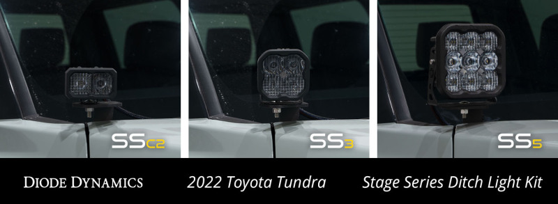 Toyota Tundra Ditch Light Kit - Diode Dynamics - SS3 Sport Stage Series - White - `22-`27